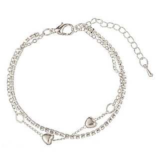 Srebrna narukvica sa srcima i cirkonima