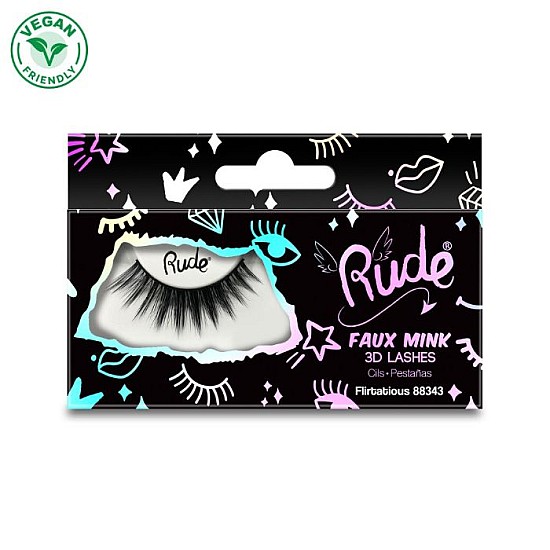 Veštačke trepavice Essential Faux Mink 3D Lashes - Flirtatious | RUDE COSMETICS | Ecobeauty