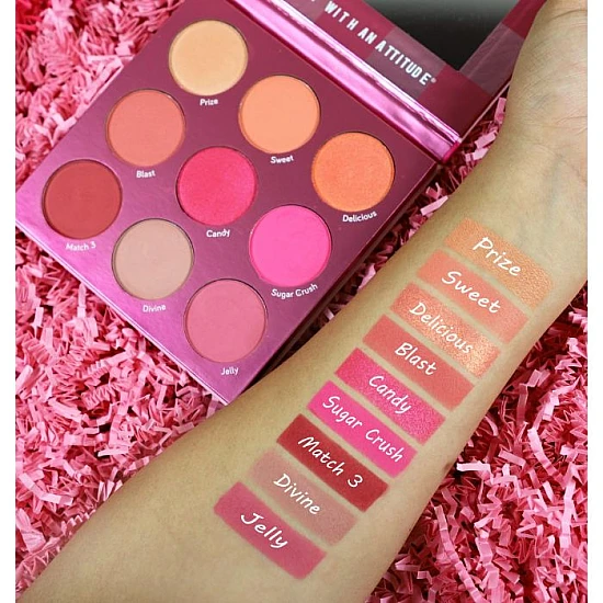 Paleta rumenila sa 9 boja BLUSH CRUSH - Match Three | RUDE COSMETICS | Ecobeauty