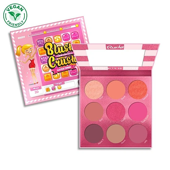 Paleta rumenila sa 9 boja BLUSH CRUSH - Match Three | RUDE COSMETICS | Ecobeauty