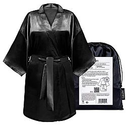  Satenski kimono bade mantil - crna