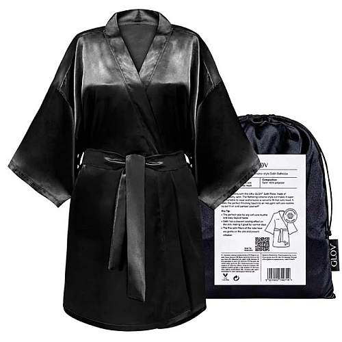  Satenski kimono bade mantil - crna
