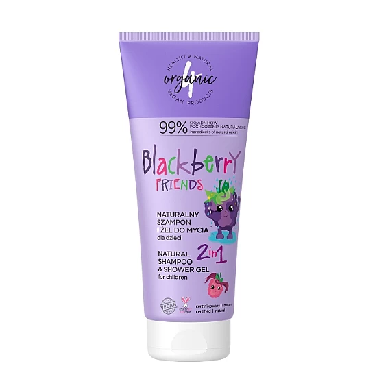 2u1 Prirodni šampon i gel za tuširanje za decu Blackberry Friends 4organic 200ml | 4 ORGANIC | Ecobeauty 2u1 Prirodni šampon i gel za tuširanje za decu Blackberry Friends 4organic 200ml | 4 ORGANIC | Ecobeauty
