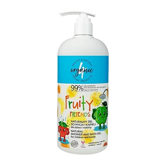Prirodni gel za tuširanje sa osvežavajućom aromom voća za decu i porodicu Fruity family 4organic 1000ml | 4 ORGANIC | Ecobeauty Prirodni gel za tuširanje sa osvežavajućom aromom voća za decu i porodicu Fruity family 4organic 1000ml | 4 ORGANIC | Ecobeauty