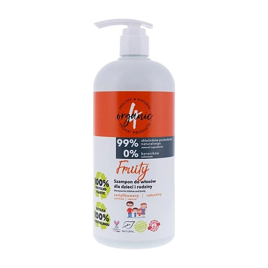 Prirodni šampon za kosu za decu i porodicu Fruity 4organic 1000ml | 4 ORGANIC | Ecobeauty Prirodni šampon za kosu za decu i porodicu Fruity 4organic 1000ml | 4 ORGANIC | Ecobeauty