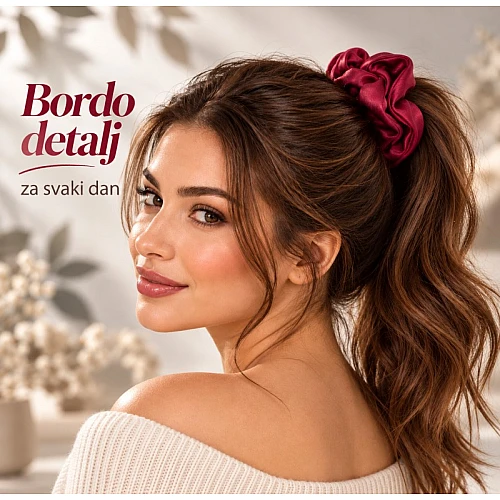 Satenska bordo gumica za kosu AVANTI