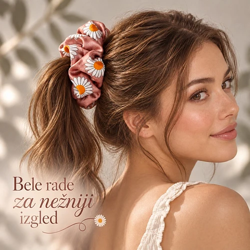 Gumica za kosu sa dezenom belih rada AVANTI