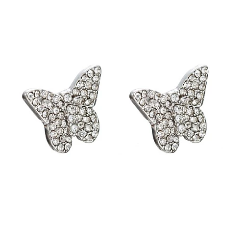 Minđuše sa cirkonima u obliku leptira - srebrni sjaj