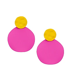 Minđuše pop-art u roze-žutoj kombinaciji