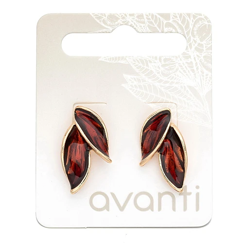 Minđuše u obliku listića - u crvenoj boji sa zlatnim okvirom