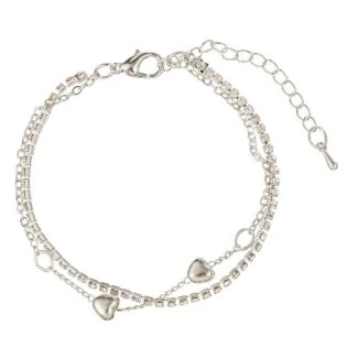 Srebrna narukvica sa srcima i cirkonima