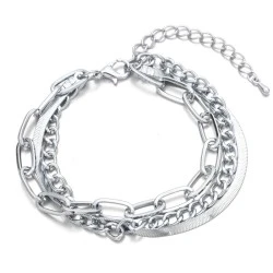 Troslojna narukvica u srebrnoj boji Troslojna narukvica u srebrnoj boji