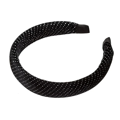 Rajf za kosu - Crni plišani sa cirkonima