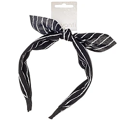 Rajf za kosu sa mašnom na prugice - crni 