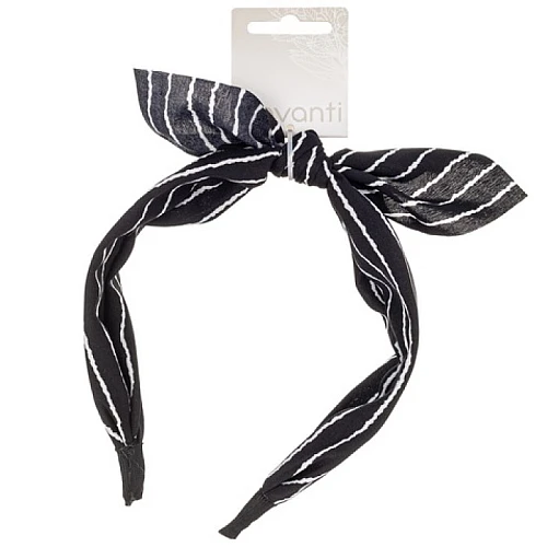 Rajf za kosu sa mašnom na prugice - crni 