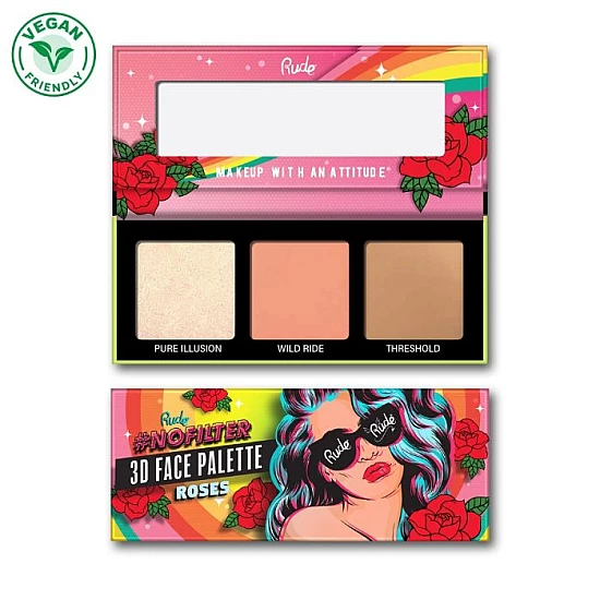 Paleta za lice NoFilter 3D - Roses | RUDE COSMETICS | Ecobeauty Paleta za lice NoFilter 3D - Roses | RUDE COSMETICS | Ecobeauty