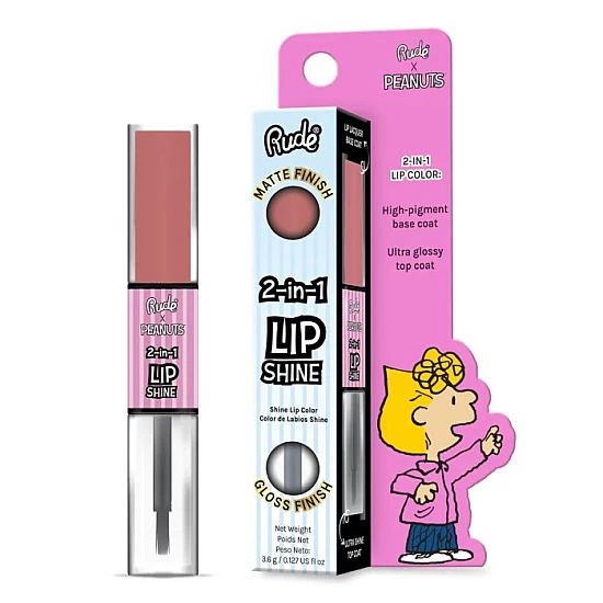 Sjaj za usne i mat ruž 2 u 1 Peanuts 3.6 g 810079384822 ⏐ RUDE COSMETICS ⏐ Ecobeauty Sjaj za usne i mat ruž 2 u 1 Peanuts 3.6 g 810079384822 ⏐ RUDE COSMETICS ⏐ Ecobeauty