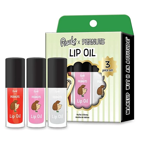 Ulje za usne Peanuts SET 3 kom 4 ml 810079384846 ⏐ RUDE COSMETICS ⏐ Ecobeauty Ulje za usne Peanuts SET 3 kom 4 ml 810079384846 ⏐ RUDE COSMETICS ⏐ Ecobeauty