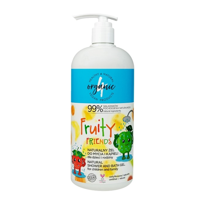 Prirodni gel za tuširanje sa osvežavajućom aromom voća za decu i porodicu Fruity family 4organic 1000ml | 4 ORGANIC | Ecobeauty