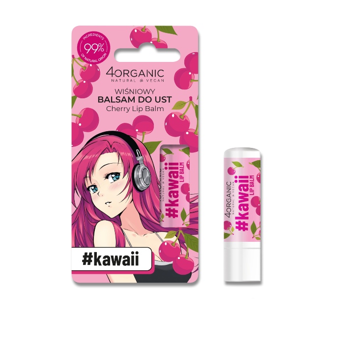 Prirodni balzam za usne Cherry  #kawaii 4organic 5g | 4 ORGANIC | Ecobeauty