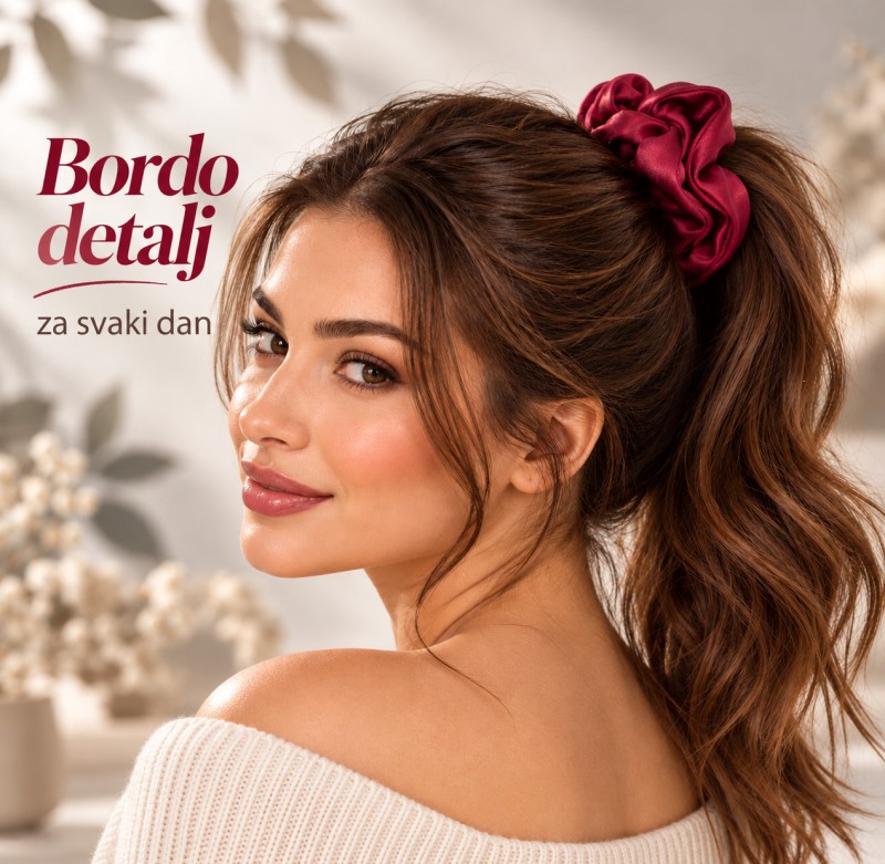 Satenska bordo gumica za kosu AVANTI