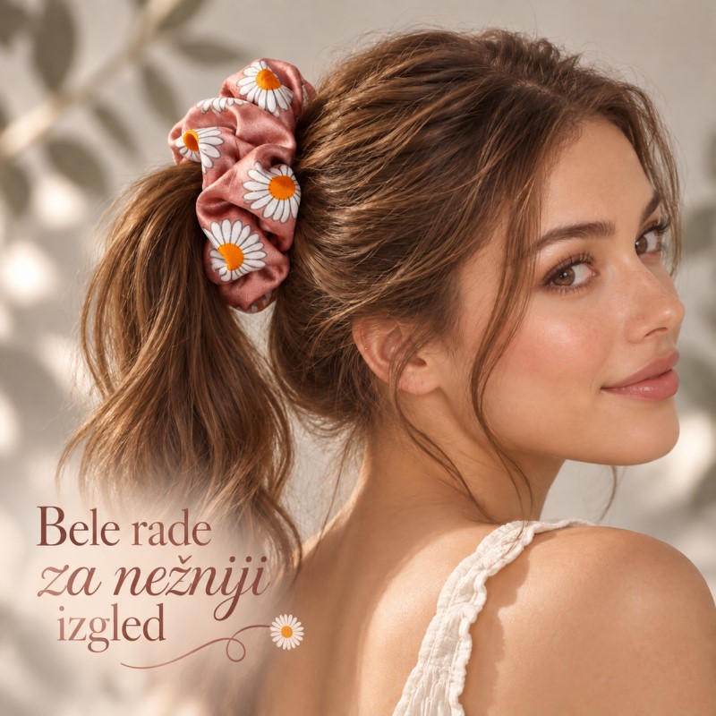 Gumica za kosu sa dezenom belih rada AVANTI