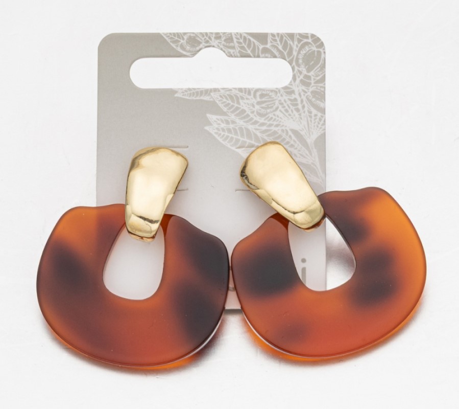 Viseće geometrijske minđuše u braon i zlatnom tonu AVANTI