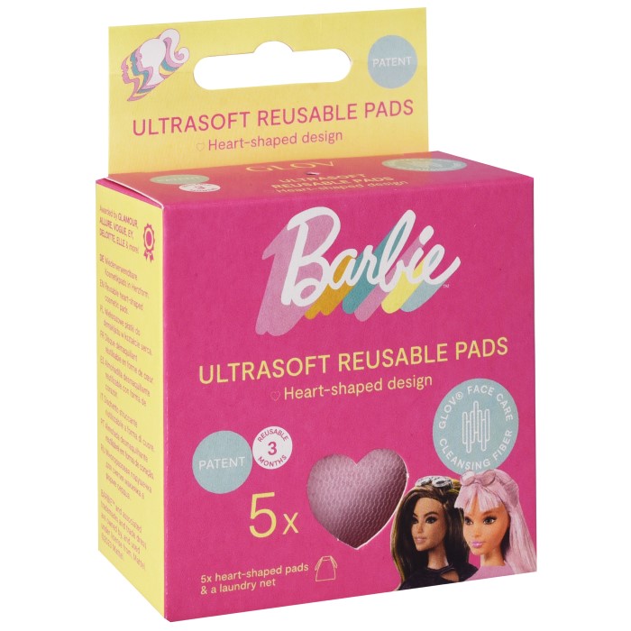 Kozmetički tuferi za skidanje šminke u obliku srca za višestruku upotrebu Barbie Heart Pads  5907440745032 GLOV  Ecobeauty