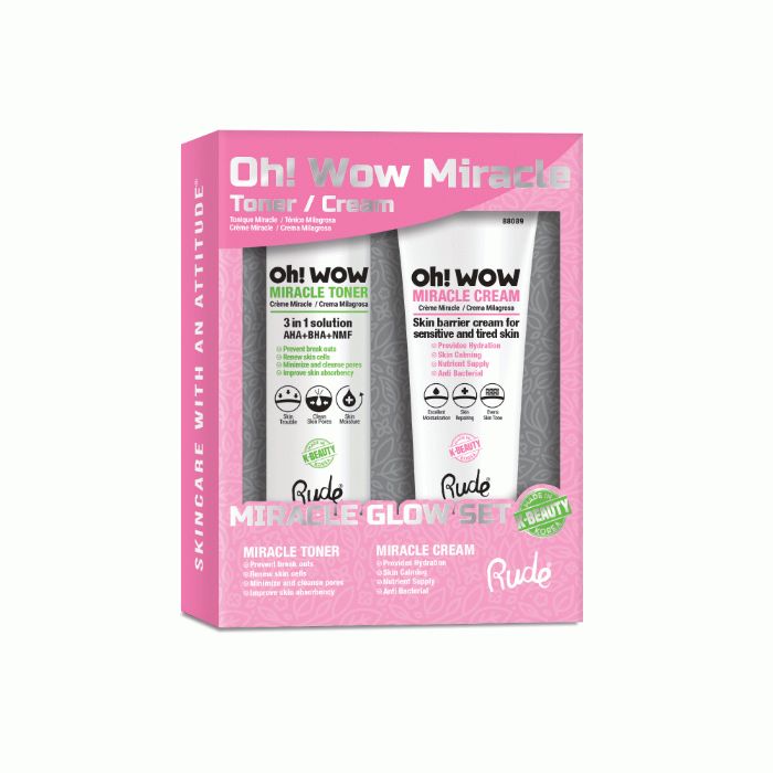 Nega za lice u setu tonik i krema - OH! Wow Miracle Glow | RUDE COSMETICS | Ecobeauty