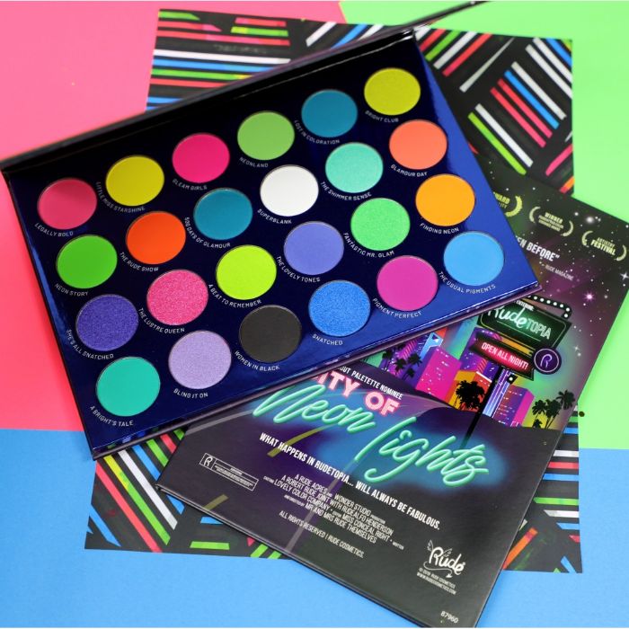 Paleta senki i pigmenata City of Neon Lights | RUDE COSMETICS | Ecobeauty