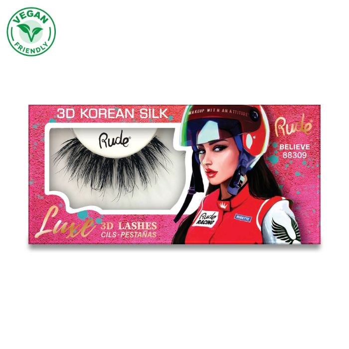 Svilene trepavice na traci Luxe 3D Korean Silk - Believe | RUDE COSMETICS | Ecobeauty
