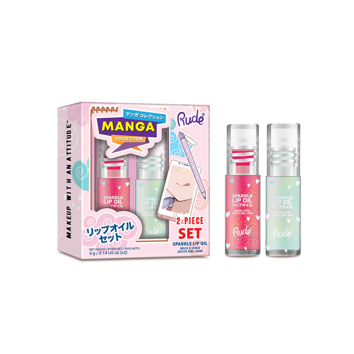 Sjaj za usne Manga Collection Sparkle Duo set - Lubenica i Nana | Rude Cosmetics | Ecobeauty - 810079386895