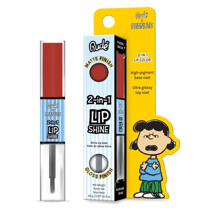Sjaj za usne i mat ruž 2 u 1 Peanuts 3.6 g 810079384822 ⏐ RUDE COSMETICS ⏐ Ecobeauty