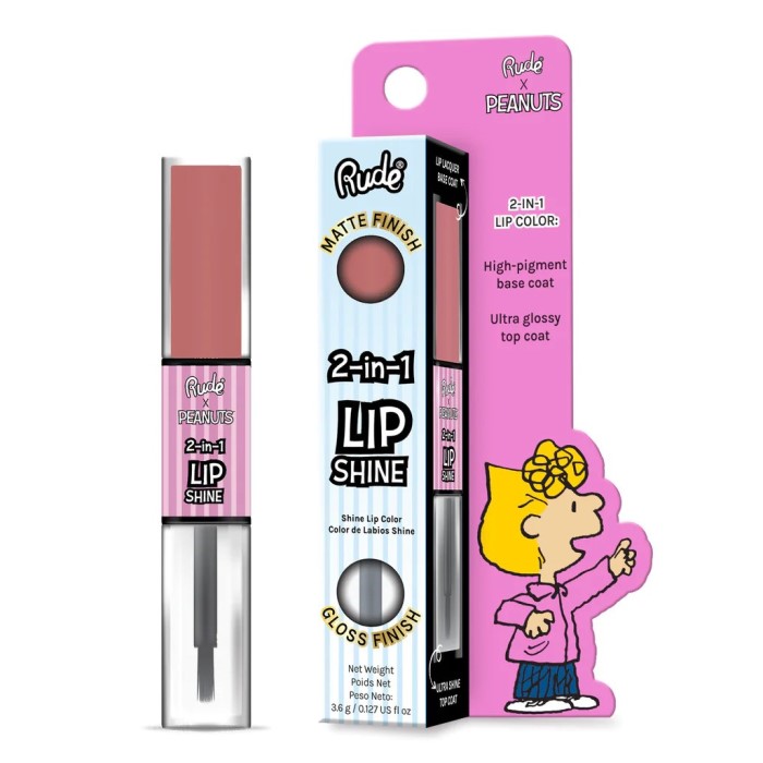 Sjaj za usne i mat ruž 2 u 1 Peanuts 3.6 g 810079384822 ⏐ RUDE COSMETICS ⏐ Ecobeauty