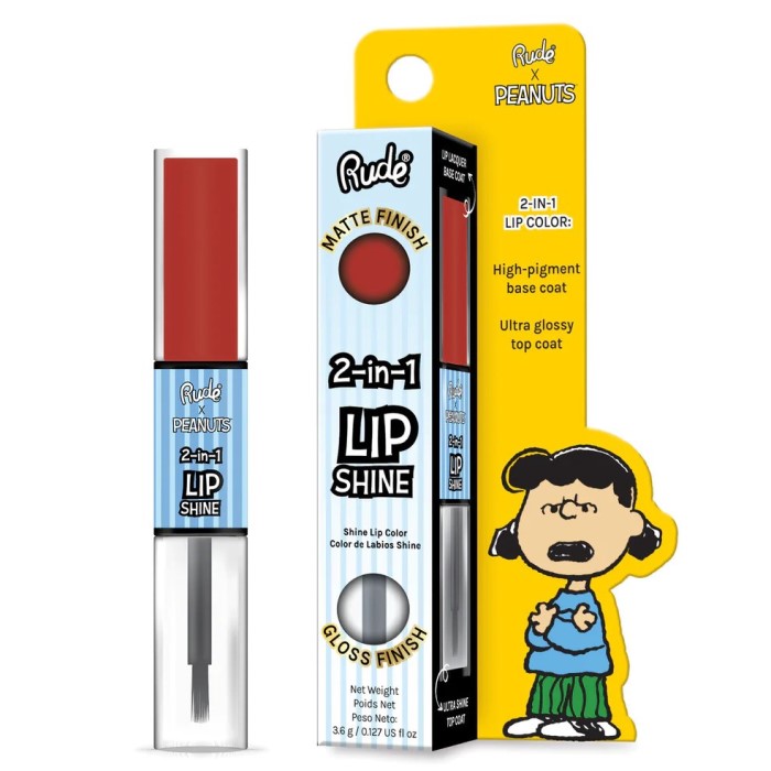 Sjaj za usne i mat ruž 2 u 1 Peanuts 3.6 g 810079384839 ⏐ RUDE COSMETICS ⏐ Ecobeauty
