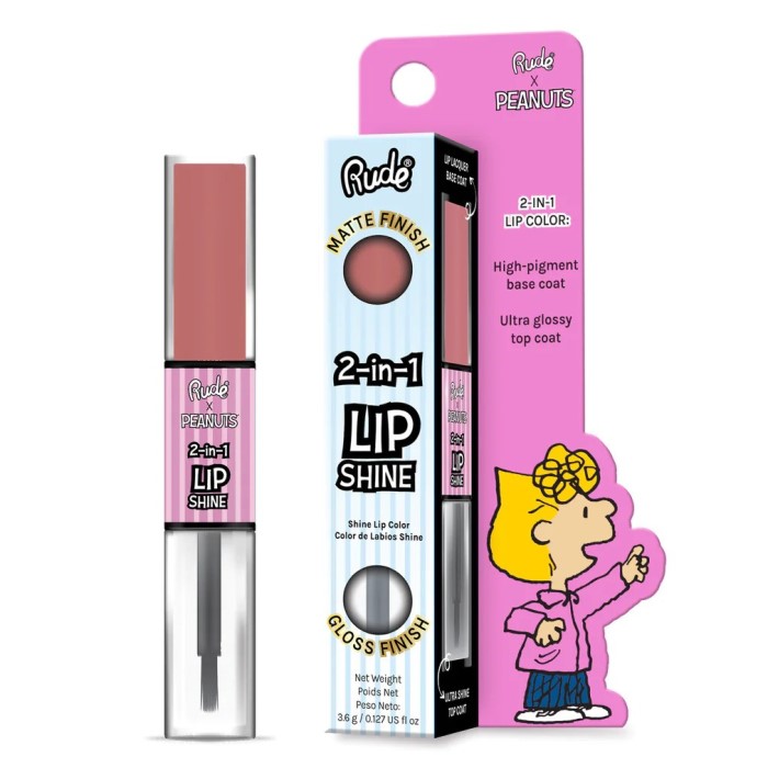 Sjaj za usne i mat ruž 2 u 1 Peanuts 3.6 g 810079384839 ⏐ RUDE COSMETICS ⏐ Ecobeauty