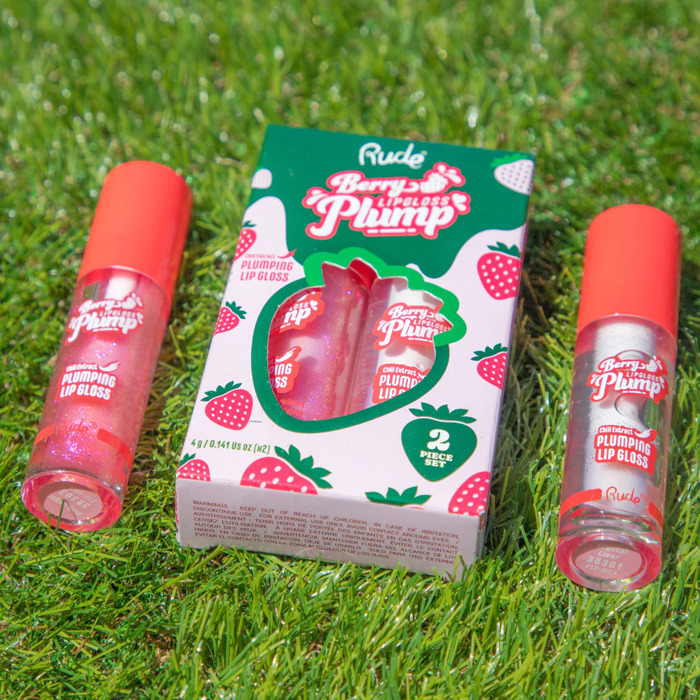 Sjaj za usne Berry Plump Duo set - Pink Sugar&Crystal Clear | Rude Cosmetics | Ecobeauty - 810079386932