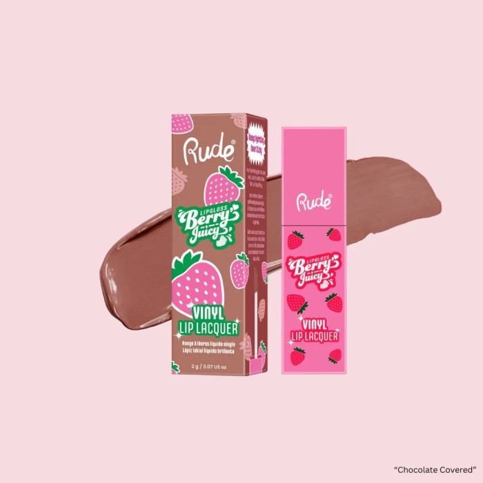 Tečni Ruž za Usne Berry Juicy Vinyl Lip Lacquer Chocolate Covered | RUDE COSMETICS | Ecobeauty