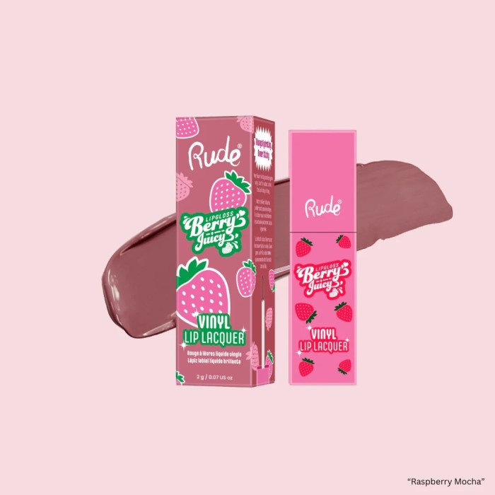 Tečni Ruž za Usne Berry Juicy Vinyl Lip Lacquer Raspberry Mocha | RUDE COSMETICS | Ecobeauty
