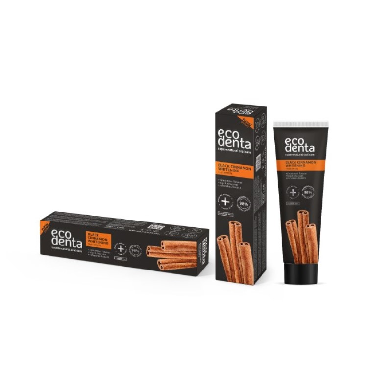 Ecodenta Black Cinnamon crna pasta za zube sa aktivnim ugljem i ukusom cimeta 100 ml
