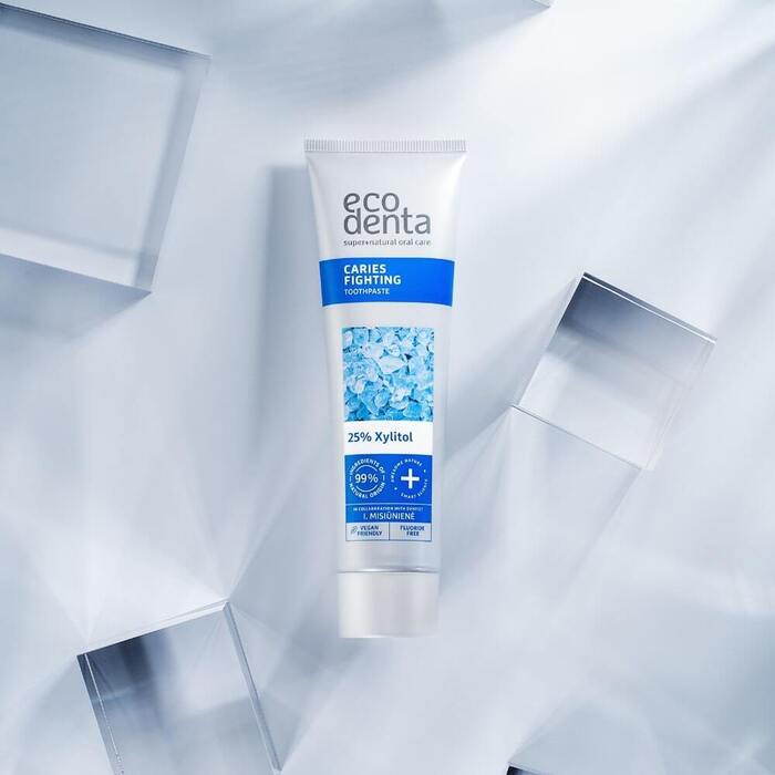 Pasta za zube protiv karijesa sa ksilitolom, eteričnim uljima limete i listova korijandera Ecodenta 100 ml 
